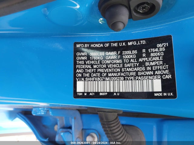 Honda Civic Type R Touring 2021 SHHFK8G71MU205239 Image 9