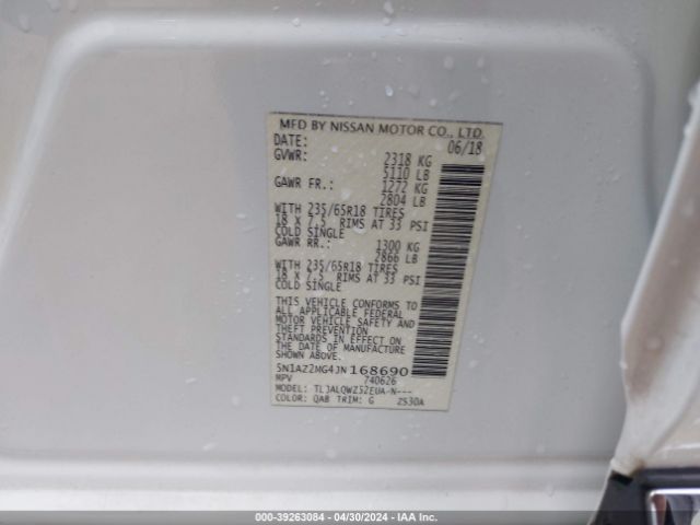 5N1AZ2MG4JN168690 Nissan MURANO SV