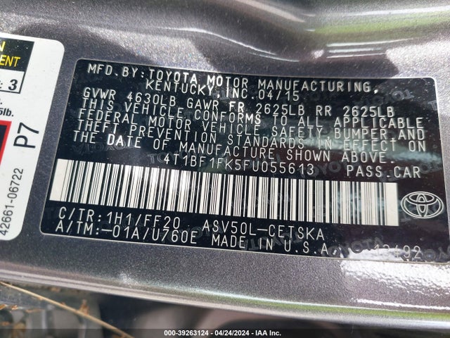 Toyota CAMRY SE 2015 4T1BF1FK5FU055613 Image 9