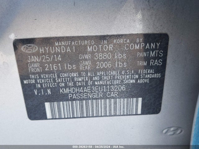 Hyundai ELANTRA SE 2014 KMHDH4AE3EU113206 Image 9