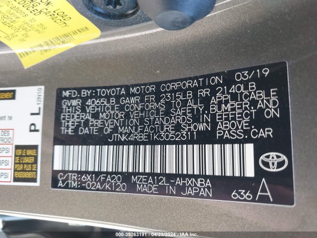 Toyota COROLLA SE 2019 JTNK4RBE1K3052311 Image 9