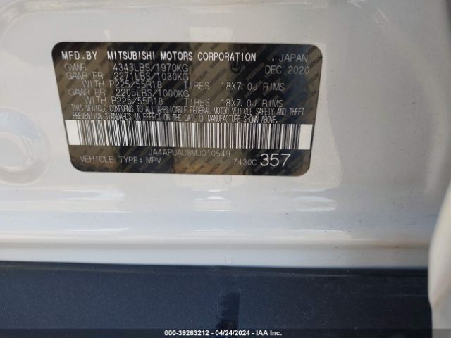 JA4APUAU8MU010549 Mitsubishi Outlander Sport 2.0 Be 2wd/2.0 Es 2wd/2.0 Le 2wd/2.0 S 2wd