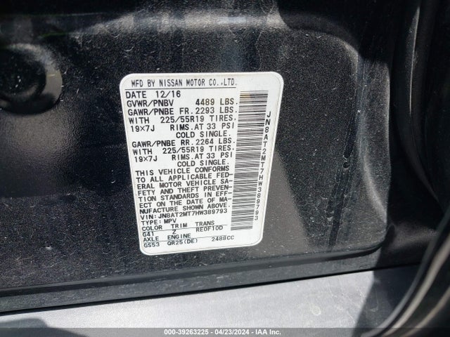 Nissan Rogue Sl 2017 JN8AT2MT7HW389793 Image 9