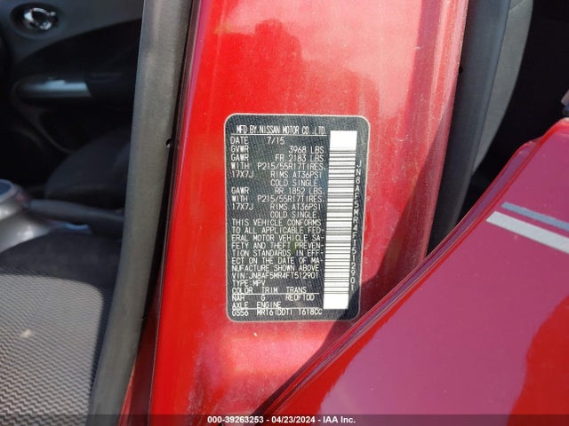 Nissan JUKE S 2015 JN8AF5MR4FT512901 Image 9