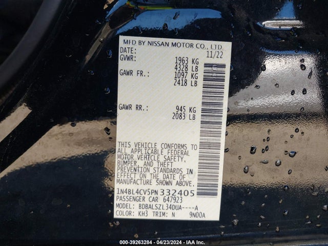 Nissan Altima Sr Fwd 2023 1N4BL4CV5PN332405 Image 9