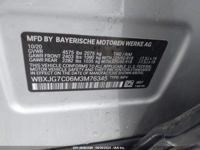 WBXJG7C06M3M76345 BMW X1 Sdrive28i