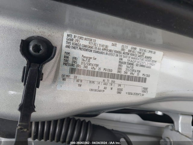Ford FOCUS SE 2015 1FADP3K2XFL315821 Image 9