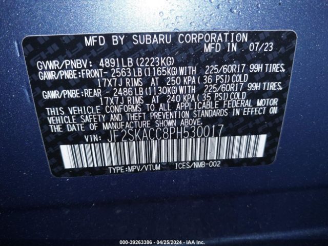 JF2SKACC8PH530017 Subaru Forester