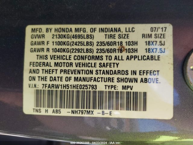 7FARW1H51HE025793 Honda CR-V EX