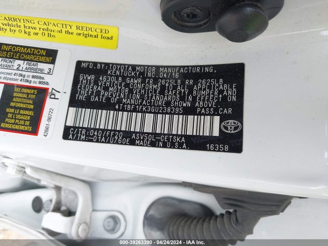 Toyota CAMRY SE 2016 4T1BF1FK3GU238395 Image 9