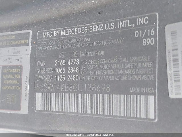 55SWF4KB8GU138698 Mercedes-Benz C-Class