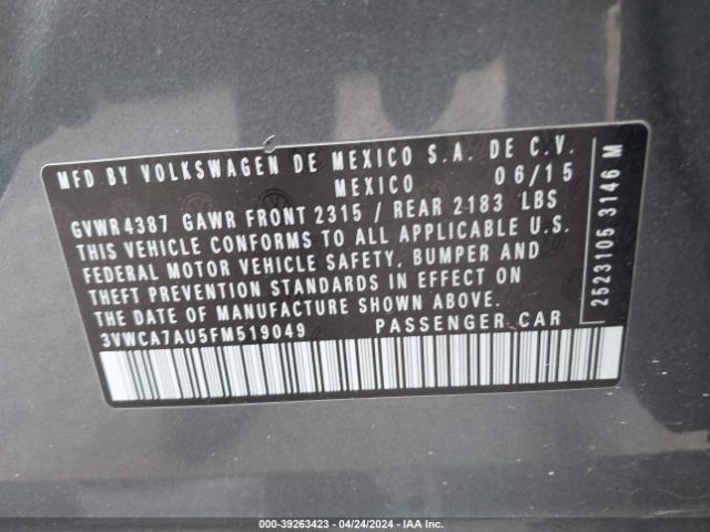 3VWCA7AU5FM519049 Volkswagen Golf Sportwagen Tdi S 4-door