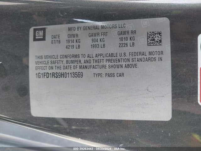 Chevrolet Camaro 2lt 2017 1G1FD1RS9H0113569 Image 9