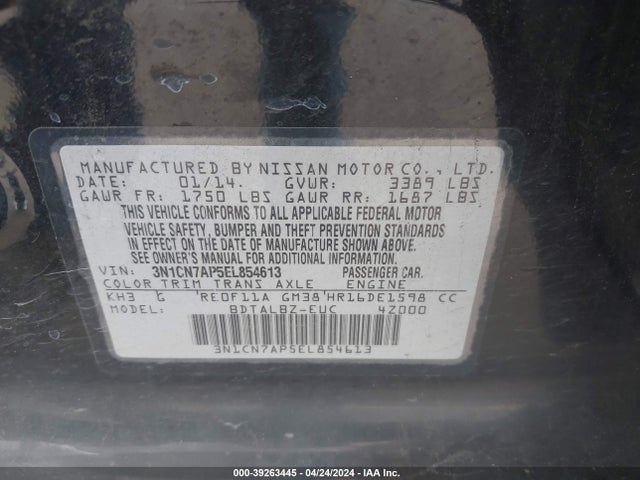 Nissan Versa 1.6 Sv 2014 3N1CN7AP5EL854613 Image 9