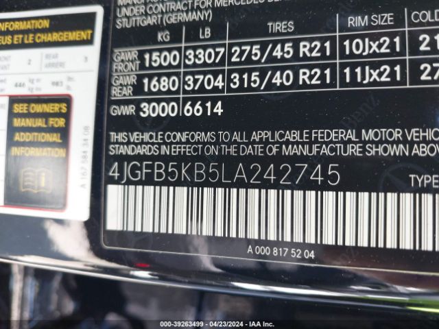 4JGFB5KB5LA242745 Mercedes-Benz Gle 450 4matic