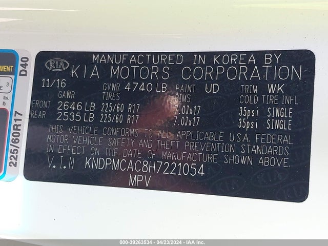 KIA Sportage Lx 2017 KNDPMCAC8H7221054 Image 9