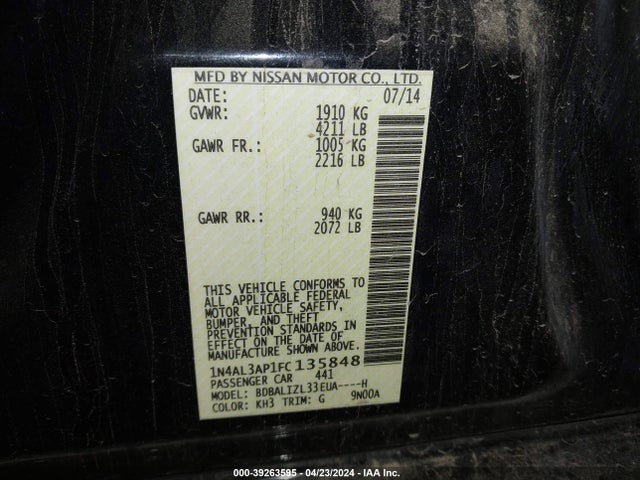 Nissan Altima 2.5 Sv 2015 1N4AL3AP1FC135848 Image 9