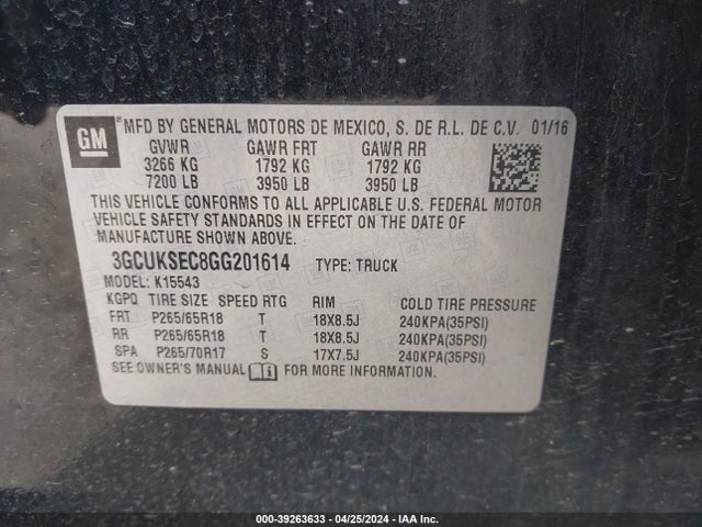 Chevrolet Silverado 1500 2lz 2016 3GCUKSEC8GG201614 Image 9