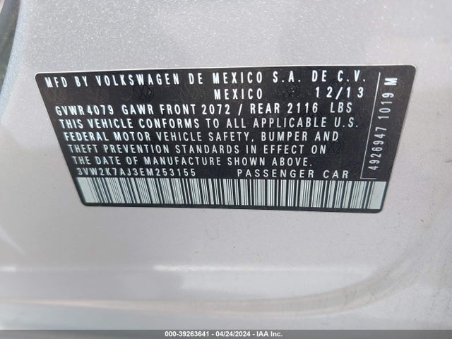 3VW2K7AJ3EM253155 Volkswagen Jetta 2.0l S