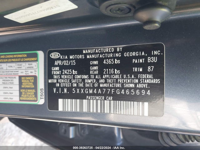 KIA Optima Lx 2015 5XXGM4A77FG465694 Image 9