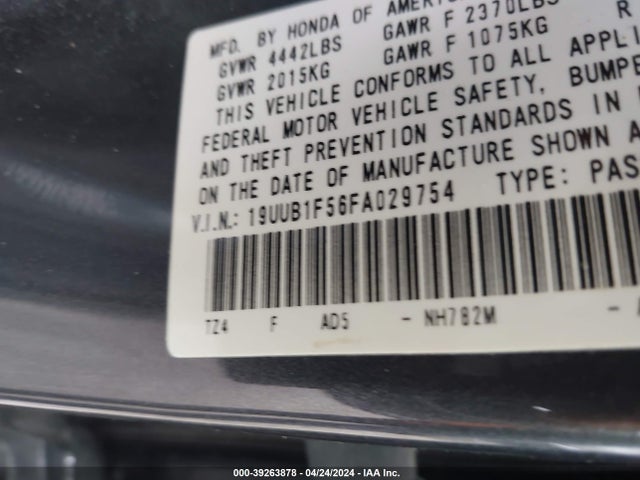 19UUB1F56FA029754 Acura TLX TECH
