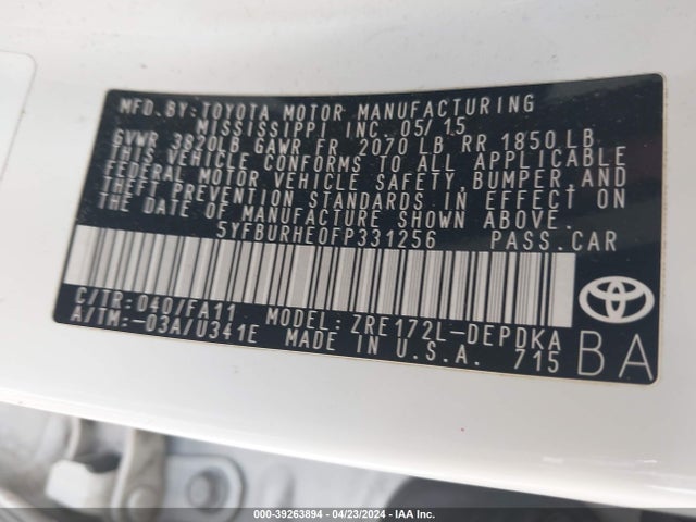 Toyota COROLLA L 2015 5YFBURHE0FP331256 Image 9