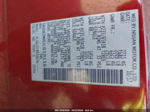 Nissan Pathfinder Sv 2018 5N1DR2MN6JC619156 Image 9
