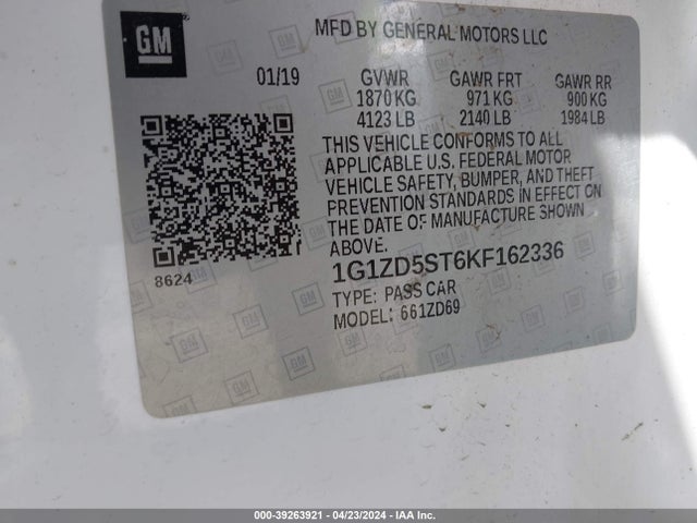 Chevrolet MALIBU LT 2019 1G1ZD5ST6KF162336 Image 9