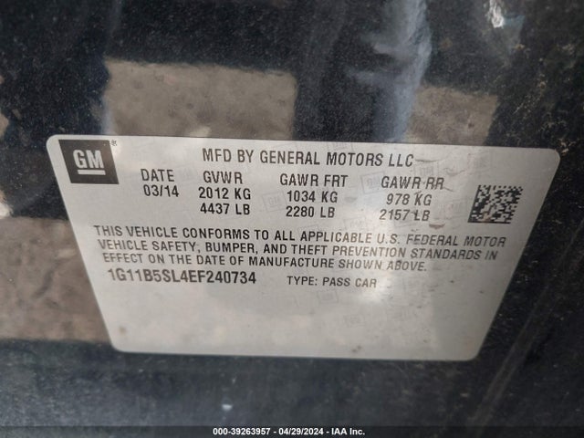 Chevrolet Malibu 1ls 2014 1G11B5SL4EF240734 Image 9
