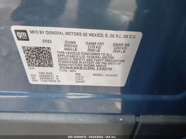3GNAXKEG3RL133070 Chevrolet Equinox Fwd Lt