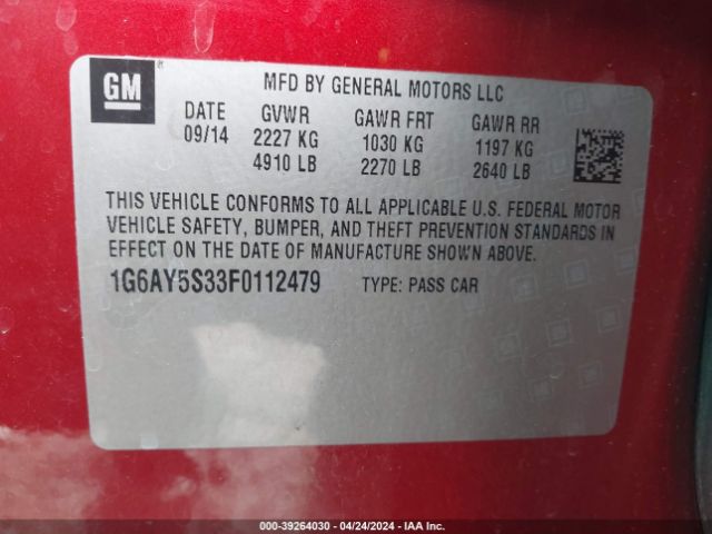 1G6AY5S33F0112479 Cadillac Cts Performance