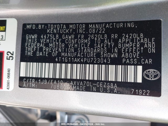 Toyota CAMRY SE 2023 4T1G11AK4PU723043 Image 9