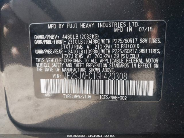JF2SJAHC1GH420308 Subaru Forester 2.5i Limited