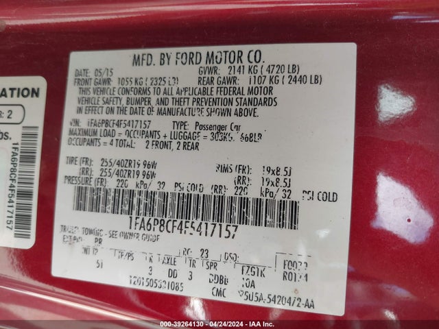 Ford Mustang Gt Premium 2015 1FA6P8CF4F5417157 Image 9