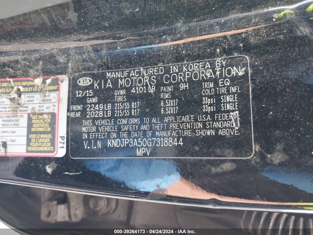 KIA SOUL + 2016 KNDJP3A50G7318844 Image 9