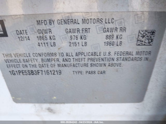 Chevrolet Cruze 2lt Auto 2015 1G1PE5SB3F7161219 Image 9