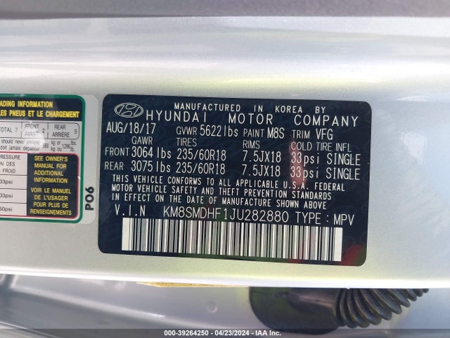Hyundai Santa Fe Se 2018 KM8SMDHF1JU282880 Image 9