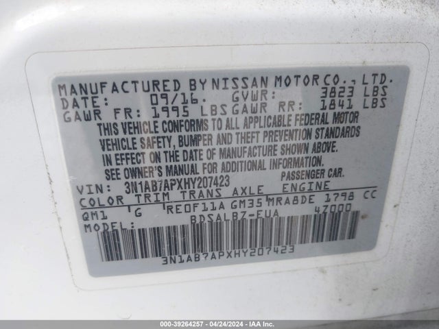 Nissan SENTRA S 2017 3N1AB7APXHY207423 Image 9