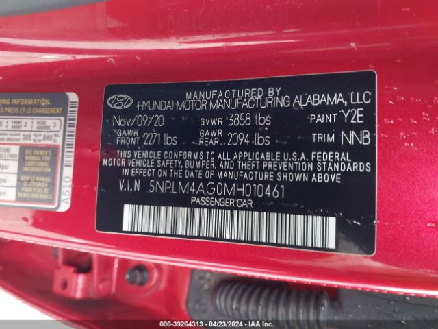 5NPLM4AG0MH010461 Hyundai ELANTRA SEL