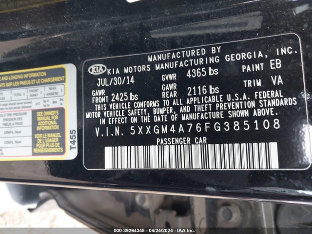 KIA Optima Lx 2015 5XXGM4A76FG385108 Image 9
