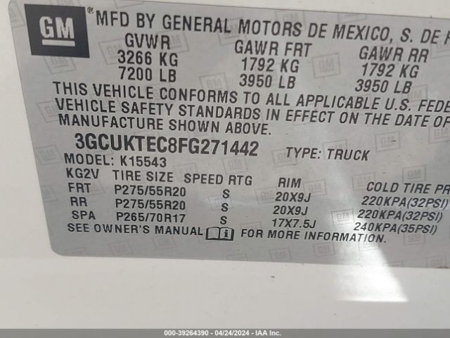 3GCUKTEC8FG271442 Chevrolet Silverado 1500 High Country