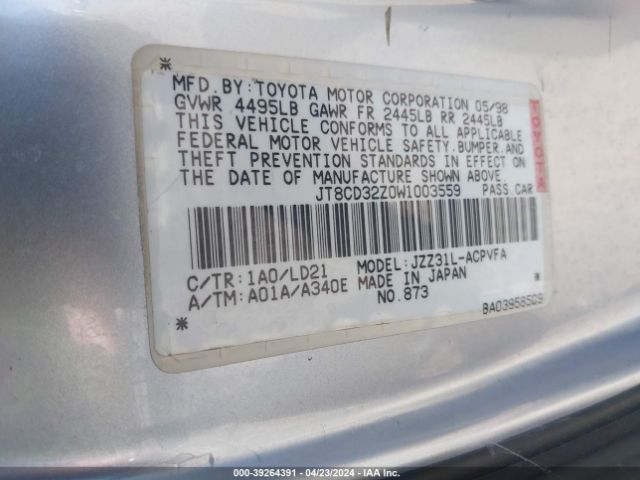 1998 LEXUS SC 300 JT8CD32Z0W1003559 Photo 8