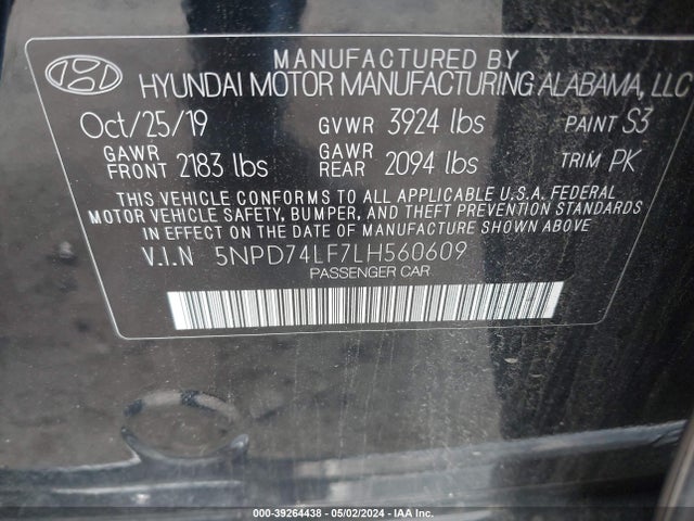 Hyundai ELANTRA SE 2020 5NPD74LF7LH560609 Image 9