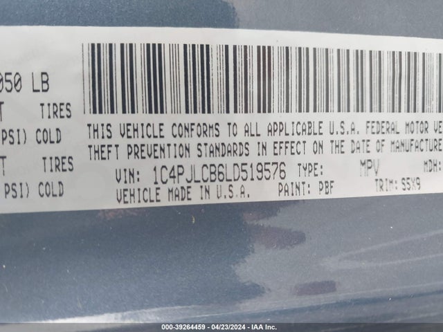 1C4PJLCB6LD519576 Jeep Cherokee Latitude Fwd