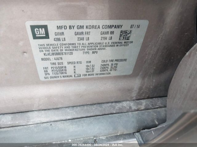 KL4CJBSB8EB781120 Buick Encore Convenience