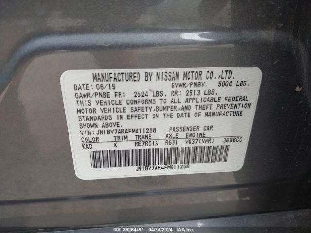 JN1BV7AR4FM411258 Infiniti Q50 Premium