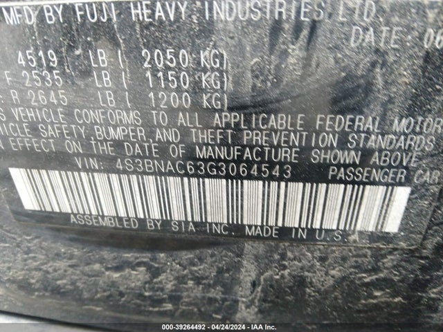 Subaru Legacy 2.5i Premium 2016 4S3BNAC63G3064543 Image 9