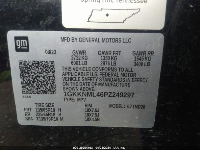 1GKKNML46PZ249297 GMC Acadia Fwd Slt