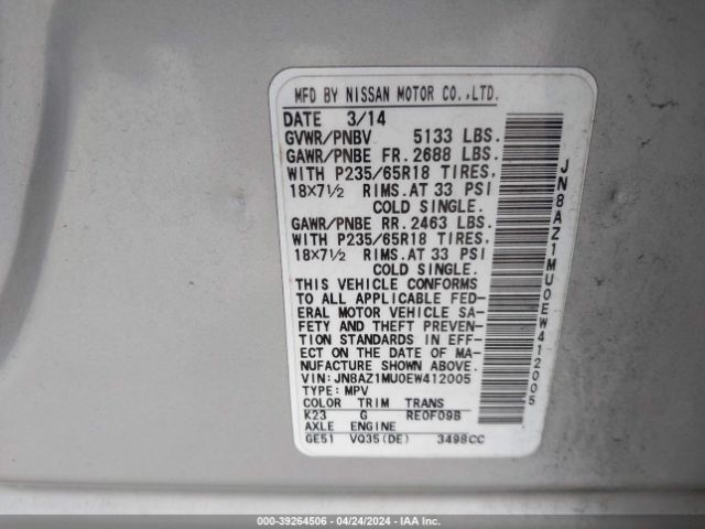 JN8AZ1MU0EW412005 Nissan MURANO SL