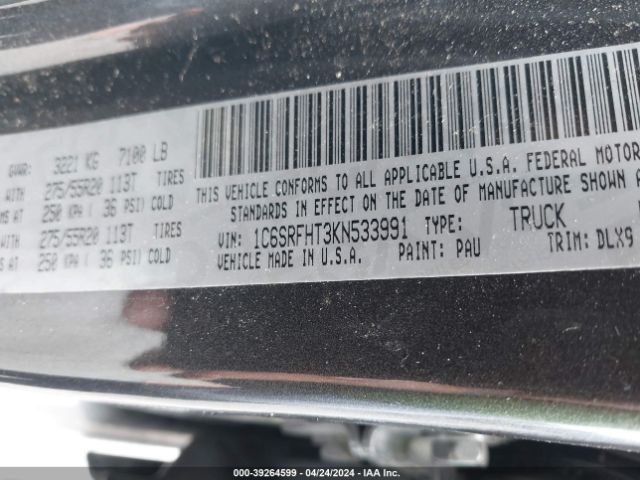 1C6SRFHT3KN533991 RAM 1500 Limited  4x4 5'7 Box